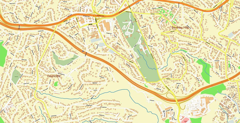 Durban South Africa Map Vector Exact City Plan High Detailed Street Map editable Adobe Illustrator in layers