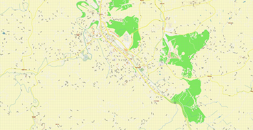 Pigeon Forge Area Tennessee USA Map Vector Exact City Plan High Detailed Street Map editable Adobe Illustrator in layers