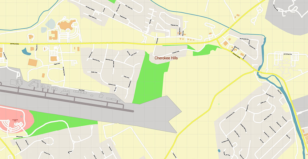 Pigeon Forge Area Tennessee USA Map Vector Exact City Plan High Detailed Street Map editable Adobe Illustrator in layers