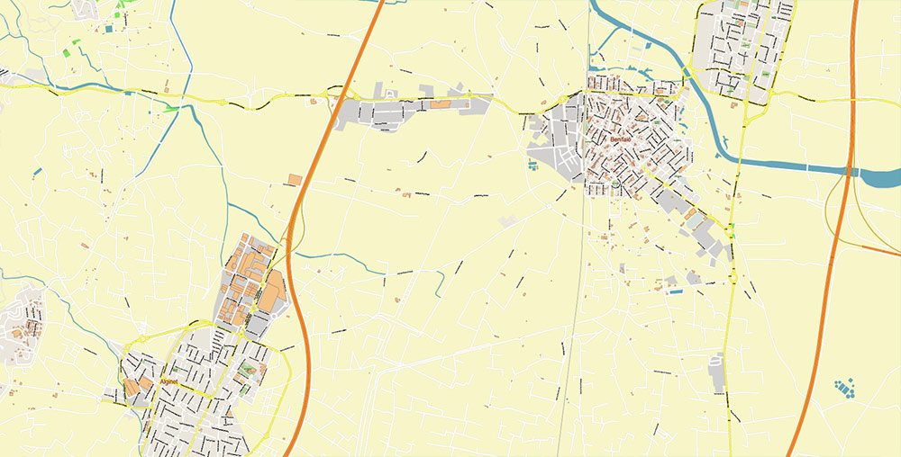 Valensia Spain Grande Area Map Vector Exact City Plan High Detailed Street Map editable Adobe Illustrator in layers