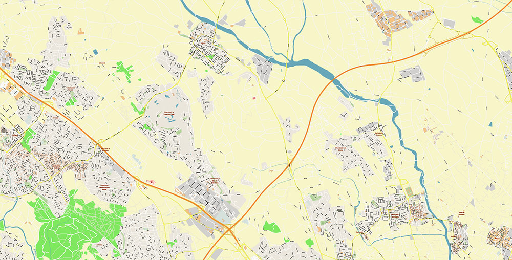 Valensia Spain Grande Area Map Vector Exact City Plan High Detailed Street Map editable Adobe Illustrator in layers