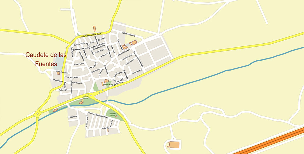 Valensia Spain Grande Area Map Vector Exact City Plan High Detailed Street Map editable Adobe Illustrator in layers