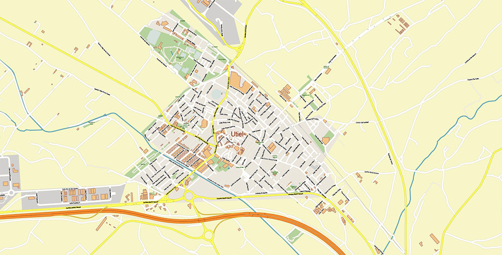 Valensia Spain Grande Area Map Vector Exact City Plan High Detailed Street Map editable Adobe Illustrator in layers