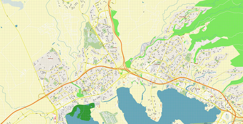 Waipahu Hawaii USA Map Vector Exact City Plan High Detailed Street Map editable Adobe Illustrator in layers