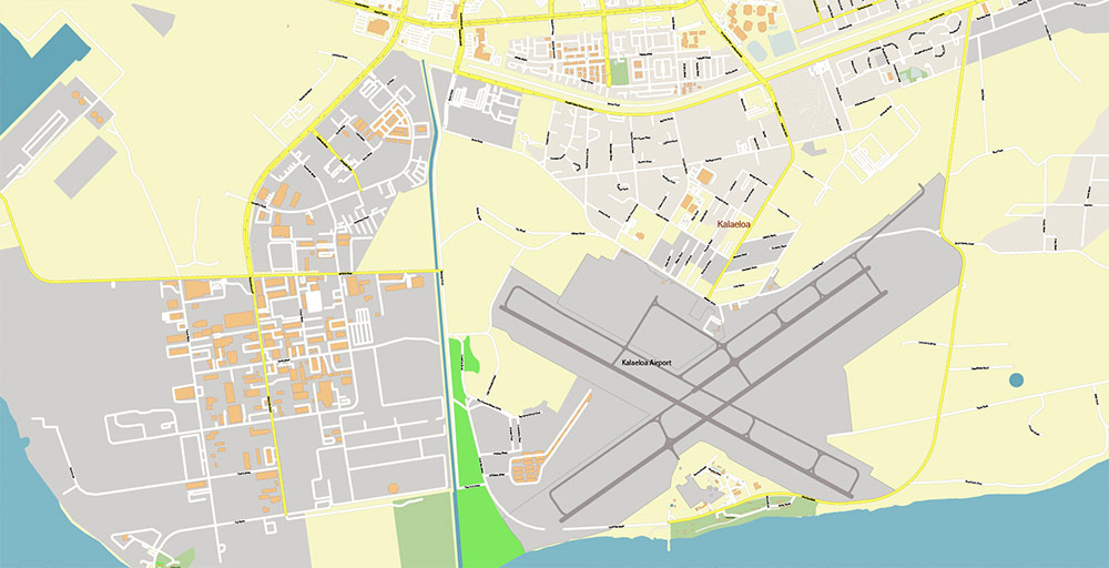 Waipahu Hawaii USA Map Vector Exact City Plan High Detailed Street Map editable Adobe Illustrator in layers