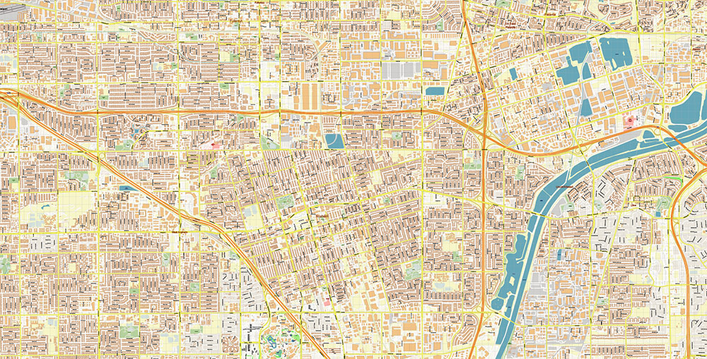 Anaheim California USA Map Vector Exact City Plan High Detailed Street Map editable Adobe Illustrator in layers