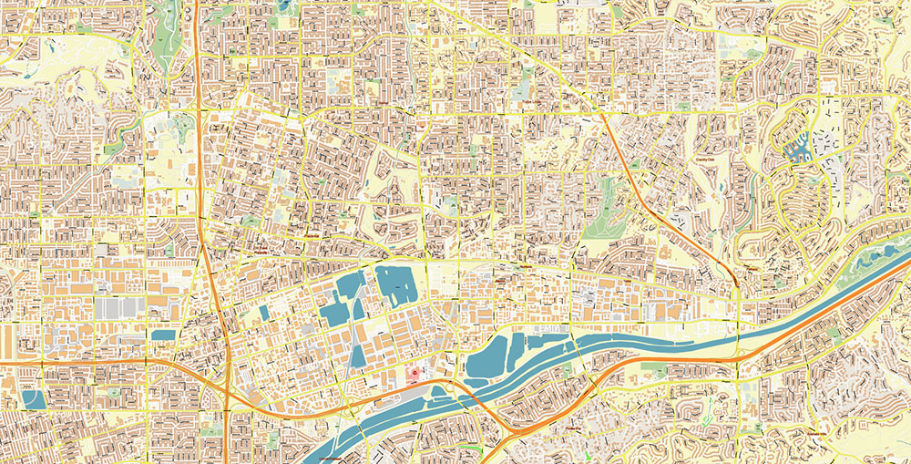 Anaheim California USA Map Vector Exact City Plan High Detailed Street Map editable Adobe Illustrator in layers