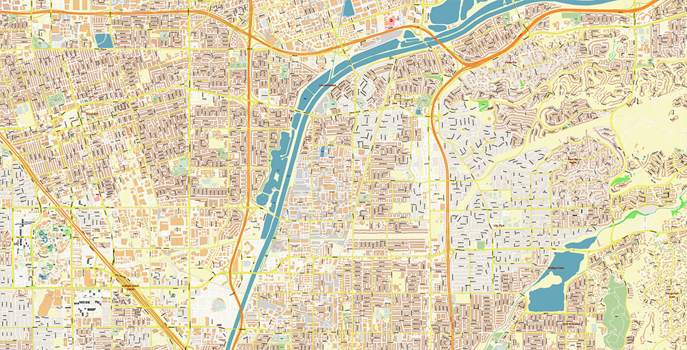 Anaheim California USA Map Vector Exact City Plan High Detailed Street Map editable Adobe Illustrator in layers
