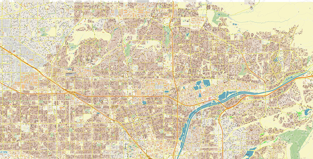 Anaheim California USA Map Vector Exact City Plan High Detailed Street Map editable Adobe Illustrator in layers