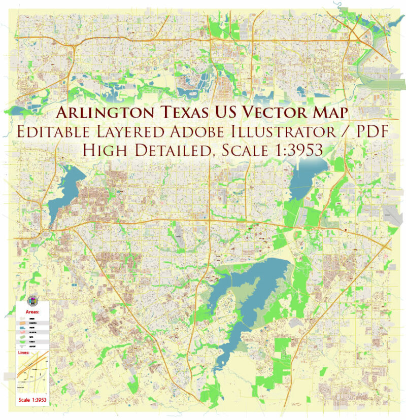 Arlington Texas USA Map Vector Exact City Plan High Detailed Street Map Arlington Texas Us Map Vector Gvl17b Ai 10 Ai Pdf 00 800x828 