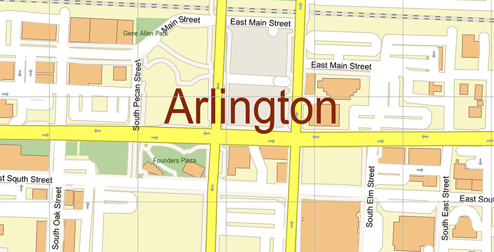 Arlington Texas USA Map Vector Exact City Plan High Detailed Street Map editable Adobe Illustrator in layers