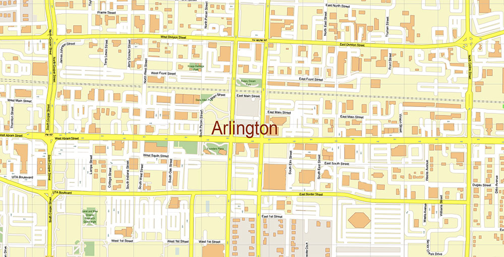 Arlington Texas USA Map Vector Exact City Plan High Detailed Street Map editable Adobe Illustrator in layers