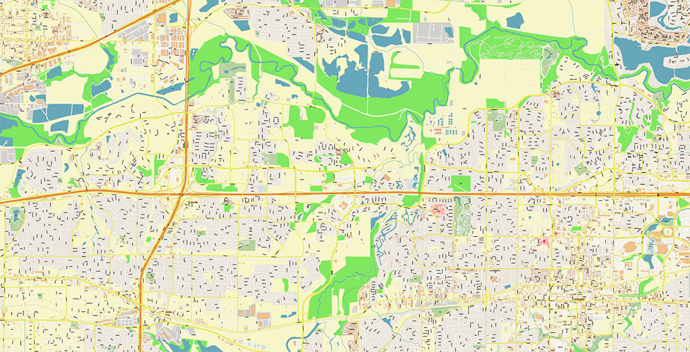 Arlington Texas USA Map Vector Exact City Plan High Detailed Street Map editable Adobe Illustrator in layers