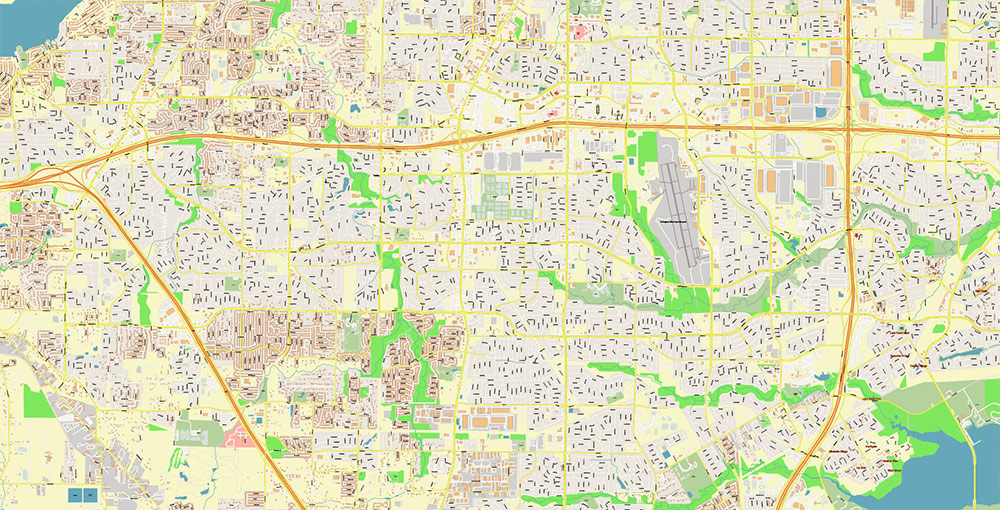 Arlington Texas USA Map Vector Exact City Plan High Detailed Street Map editable Adobe Illustrator in layers