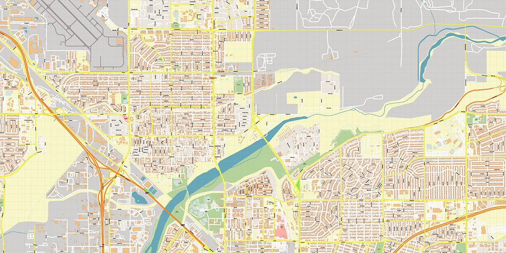 Bakersfield California USA Map Vector Exact City Plan High Detailed Street Map editable Adobe Illustrator in layers