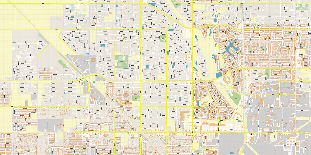 Bakersfield California USA Map Vector Exact City Plan High Detailed Street Map editable Adobe Illustrator in layers