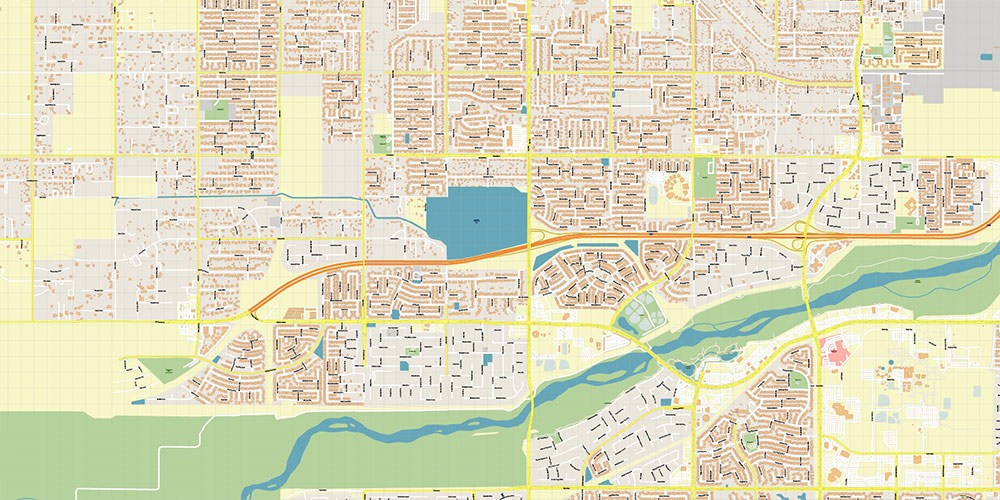 Bakersfield California USA Map Vector Exact City Plan High Detailed Street Map editable Adobe Illustrator in layers