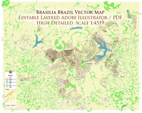 Brasilia City Brazil Map Vector Exact City Plan High Detailed Street Map editable Adobe Illustrator in layers Brasilia City Brazil Map Vector Exact City Plan High Detailed Street Map editable Adobe Illustrator in layers