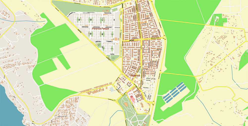 Brasilia City Brazil Map Vector Exact City Plan High Detailed Street Map editable Adobe Illustrator in layers