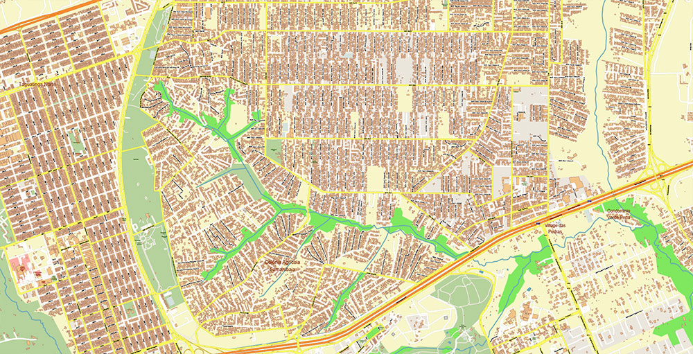 Brasilia City Brazil Map Vector Exact City Plan High Detailed Street Map editable Adobe Illustrator in layers