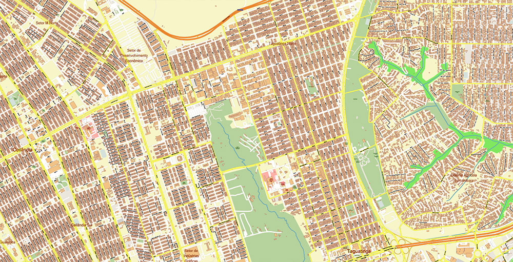 Brasilia City Brazil Map Vector Exact City Plan High Detailed Street Map editable Adobe Illustrator in layers