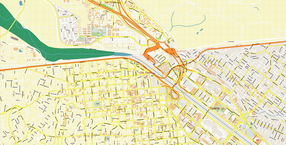 Chula Vista California USA Map Vector Exact City Plan High Detailed Street Map editable Adobe Illustrator in layers