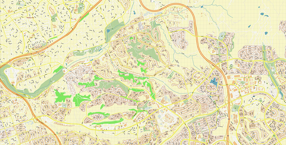 Chula Vista California USA Map Vector Exact City Plan High Detailed Street Map editable Adobe Illustrator in layers