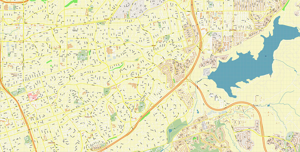 Chula Vista California USA Map Vector Exact City Plan High Detailed Street Map editable Adobe Illustrator in layers