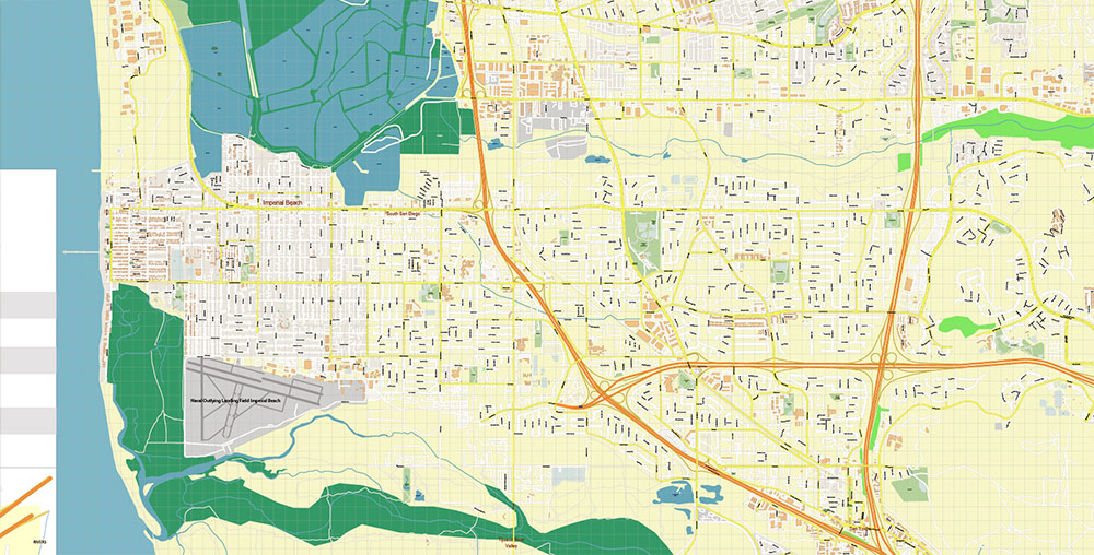 Chula Vista California USA Map Vector Exact City Plan High Detailed Street Map editable Adobe Illustrator in layers