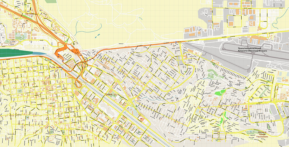 Chula Vista California USA Map Vector Exact City Plan High Detailed Street Map editable Adobe Illustrator in layers