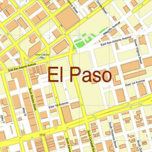El Paso Texas US Ciudad Juarez Mexico Map Vector Exact City Plan High Detailed Street Map editable Adobe Illustrator in layers