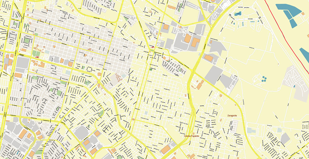 El Paso Texas US Ciudad Juarez Mexico Map Vector Exact City Plan High Detailed Street Map editable Adobe Illustrator in layers