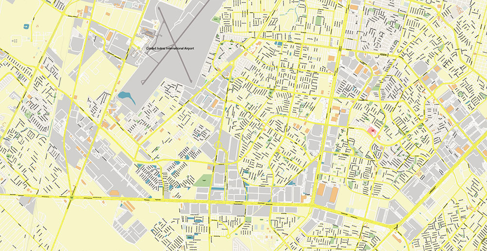 El Paso Texas US Ciudad Juarez Mexico Map Vector Exact City Plan High Detailed Street Map editable Adobe Illustrator in layers