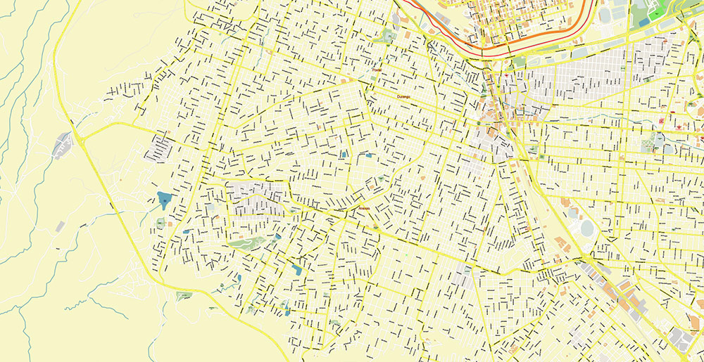 El Paso Texas US Ciudad Juarez Mexico Map Vector Exact City Plan High Detailed Street Map editable Adobe Illustrator in layers