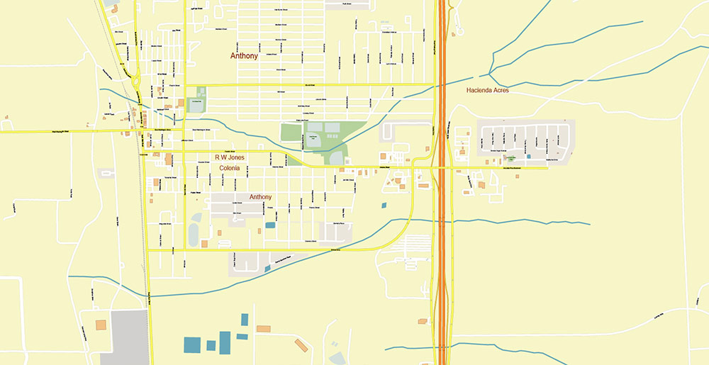 El Paso Texas US Ciudad Juarez Mexico Map Vector Exact City Plan High Detailed Street Map editable Adobe Illustrator in layers