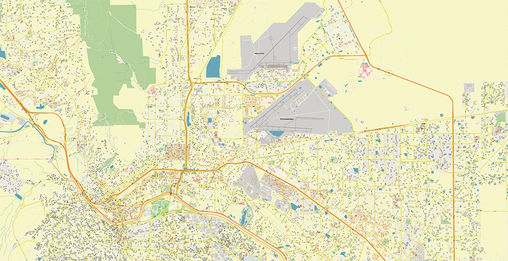 El Paso Texas US Ciudad Juarez Mexico Map Vector Exact City Plan High Detailed Street Map editable Adobe Illustrator in layers