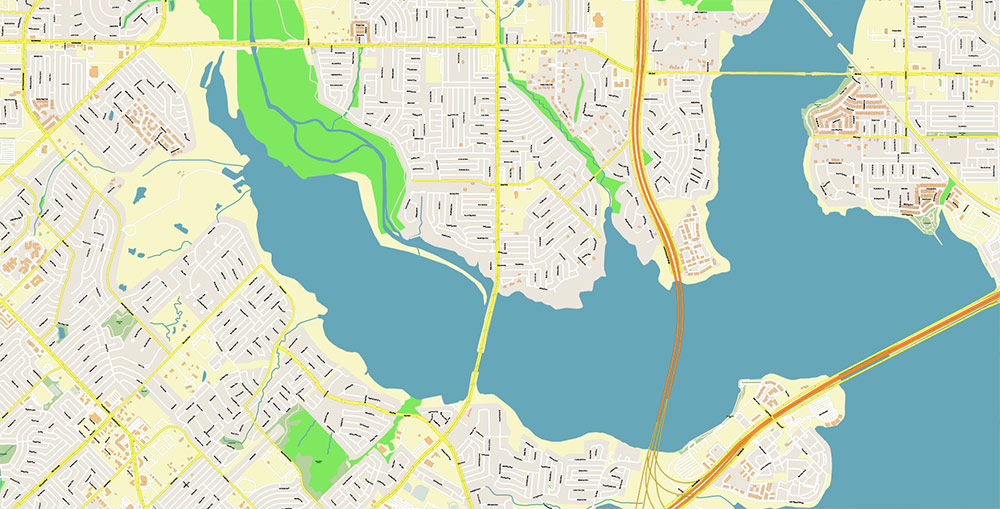 Garland Texas USA Map Vector Exact City Plan High Detailed Street Map editable Adobe Illustrator in layers