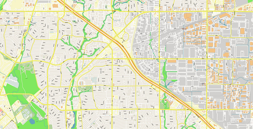 Garland Texas USA Map Vector Exact City Plan High Detailed Street Map editable Adobe Illustrator in layers
