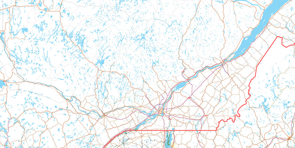 Great Lakes Area USA Canada PDF Vector Map: high detailed road map editable Adobe PDF
