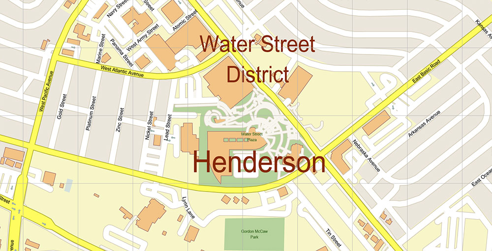 Henderson and Boulder Nevada USA Map Vector Exact City Plan High Detailed Street Map editable Adobe Illustrator in layers