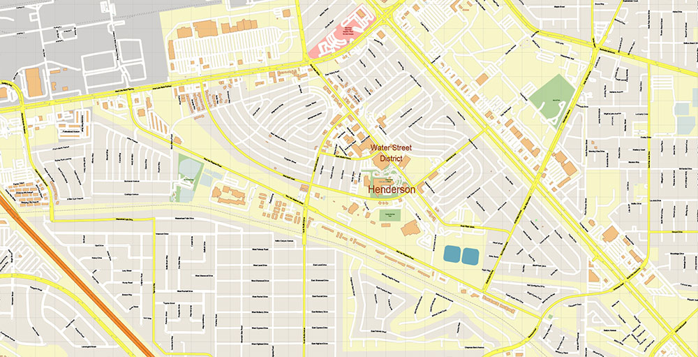 Henderson and Boulder Nevada USA Map Vector Exact City Plan High Detailed Street Map editable Adobe Illustrator in layers