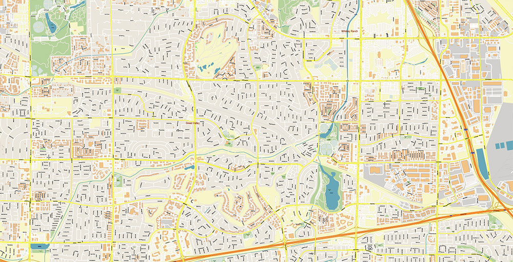 Henderson and Boulder Nevada USA Map Vector Exact City Plan High Detailed Street Map editable Adobe Illustrator in layers