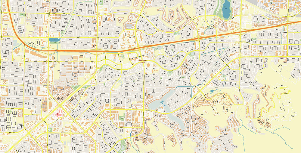 Henderson and Boulder Nevada USA Map Vector Exact City Plan High Detailed Street Map editable Adobe Illustrator in layers