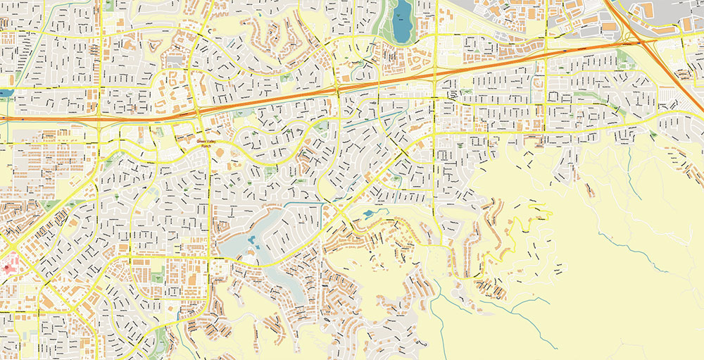 Henderson and Boulder Nevada USA Map Vector Exact City Plan High Detailed Street Map editable Adobe Illustrator in layers