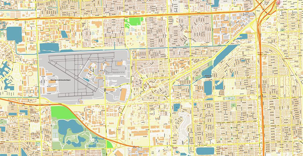 Hialeh Miami Florida USA Map Vector Exact City Plan High Detailed Street Map editable Adobe Illustrator in layers