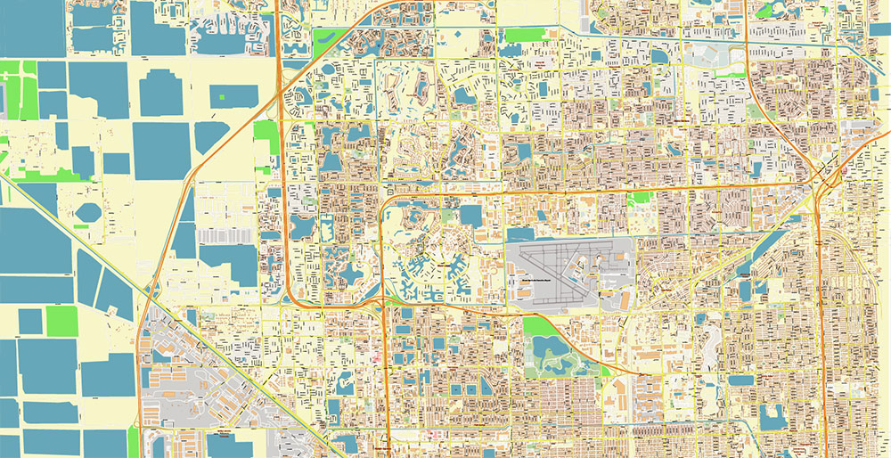 Hialeh Miami Florida USA Map Vector Exact City Plan High Detailed Street Map editable Adobe Illustrator in layers
