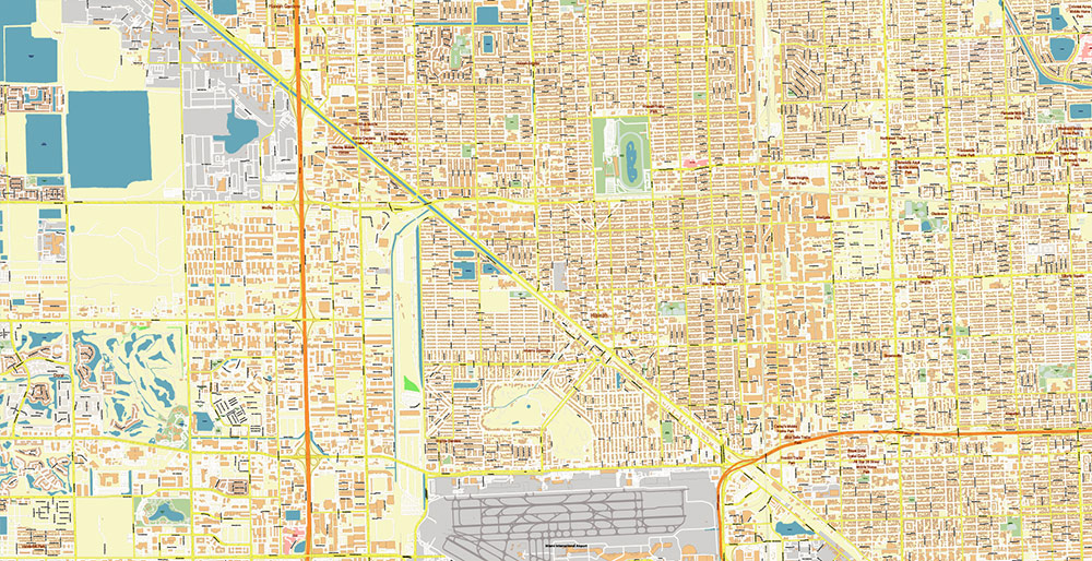 Hialeh Miami Florida USA Map Vector Exact City Plan High Detailed Street Map editable Adobe Illustrator in layers