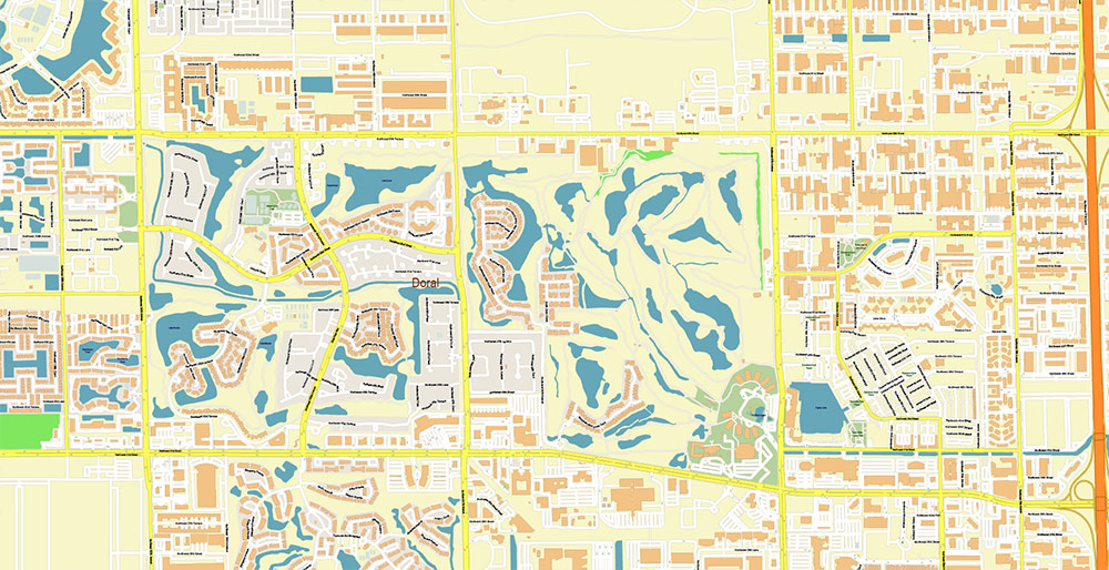 Hialeh Miami Florida USA Map Vector Exact City Plan High Detailed Street Map editable Adobe Illustrator in layers