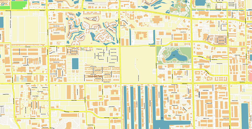 Hialeh Miami Florida USA Map Vector Exact City Plan High Detailed Street Map editable Adobe Illustrator in layers