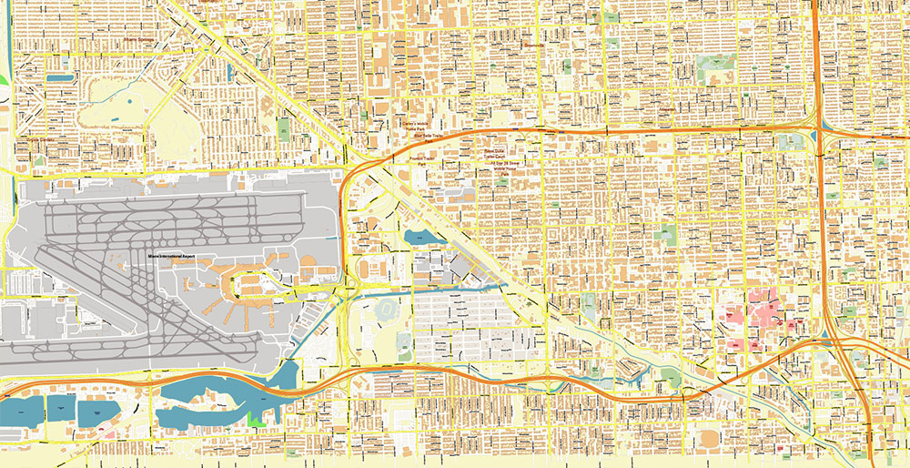 Hialeh Miami Florida USA Map Vector Exact City Plan High Detailed Street Map editable Adobe Illustrator in layers